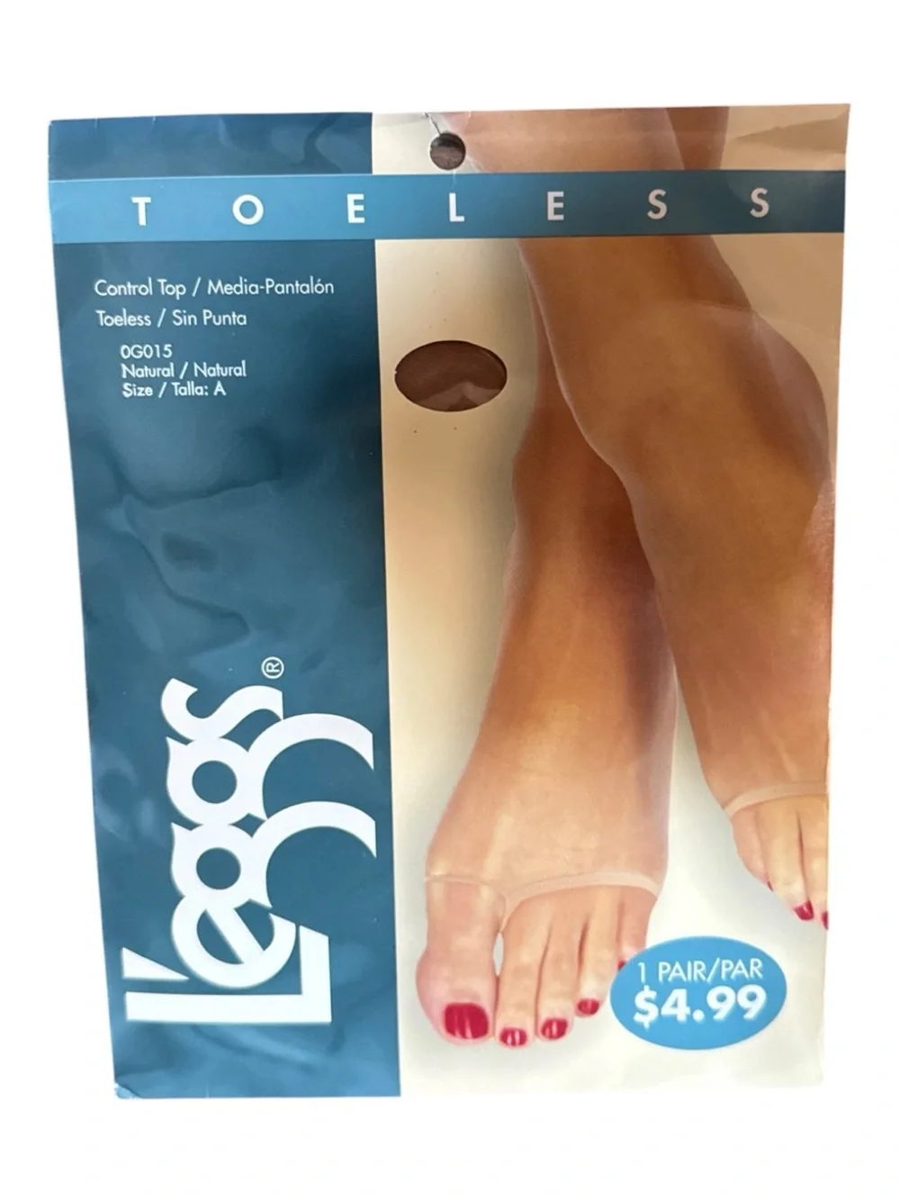 2004 L'eggs Toeless Control Top Pantyhose 0G015 Natural Size A